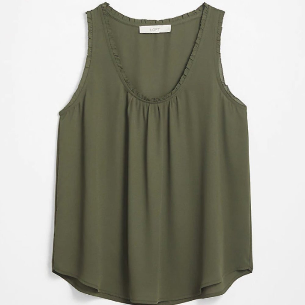 Loft Plus Ruffle Scoop Neck Tank